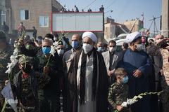 تشییع و خاکسپاری شهید «زکریا شیری» در شهر اقبالیه استان قزوین‎