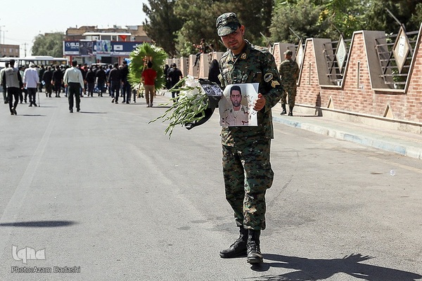 مراسم تشییع پیکر مرزبان شهید ستوان‌یکم مهدی محمدی‌نسب در قزوین